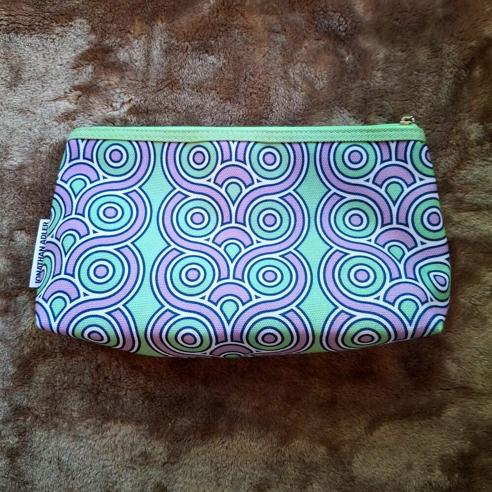 Clinique x Jonathan Adler Makeup Bag - Mint Green, Retro Geometric - Limited Ed